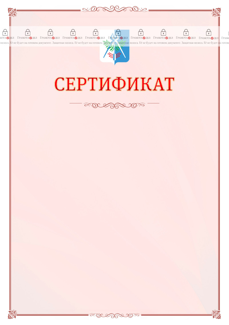 Шаблон официального сертификата №16 c гербом Ижевска