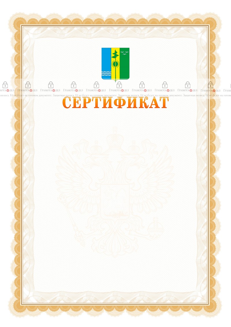 Шаблон официального сертификата №17 c гербом Нижнекамска
