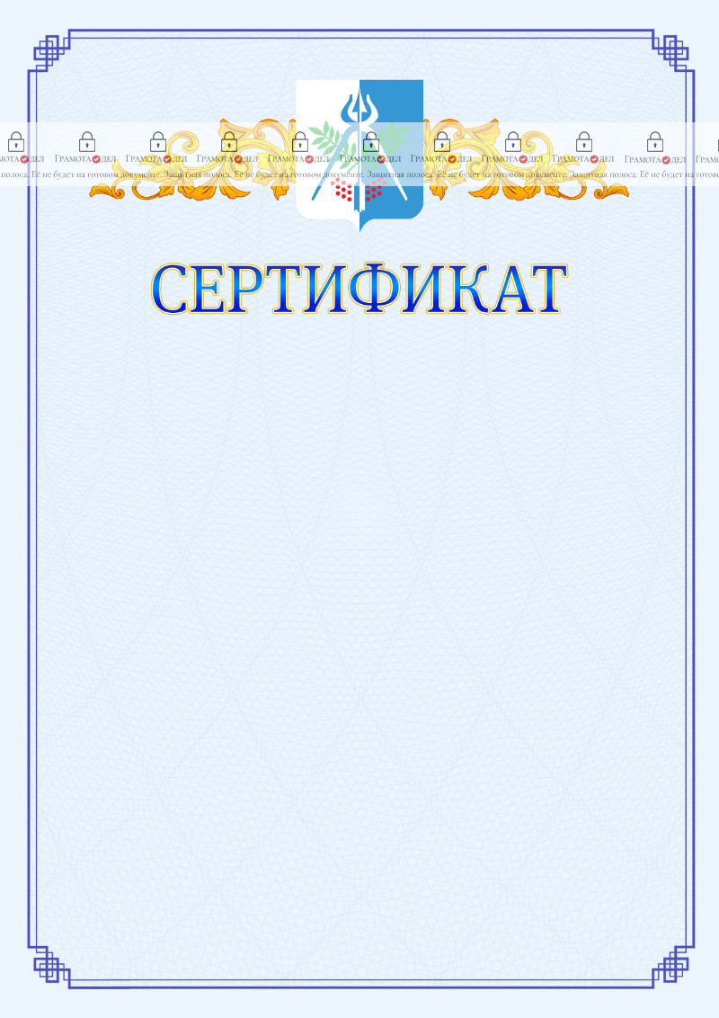 Шаблон официального сертификата №15 c гербом Ижевска