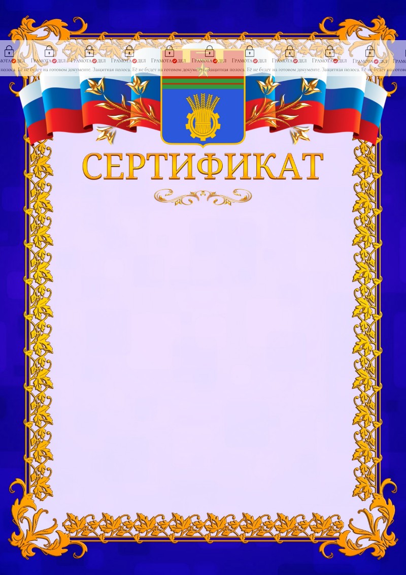 Шаблон официального сертификата №7 c гербом Волгограда