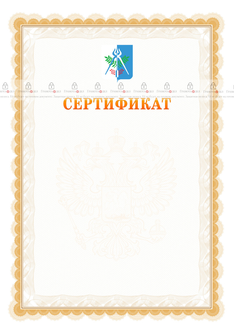Шаблон официального сертификата №17 c гербом Ижевска