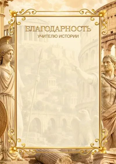 Шаблон школьной благодарности «Исторический момент»