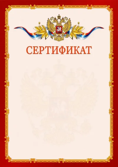 Шаблон официального сертификата №2