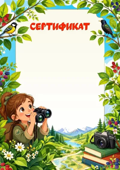 Шаблон детского сертификата «Прекрасное вокруг нас»
