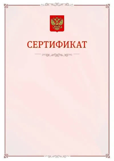 Шаблон официального сертификата №16