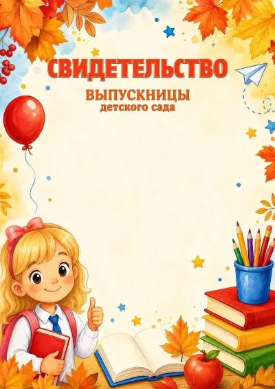 Шаблон свидетельства «Вперед к знаниям!»