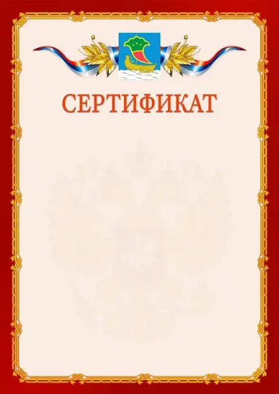 Шаблон официального сертификата  №2 гербом Набережных Челнов