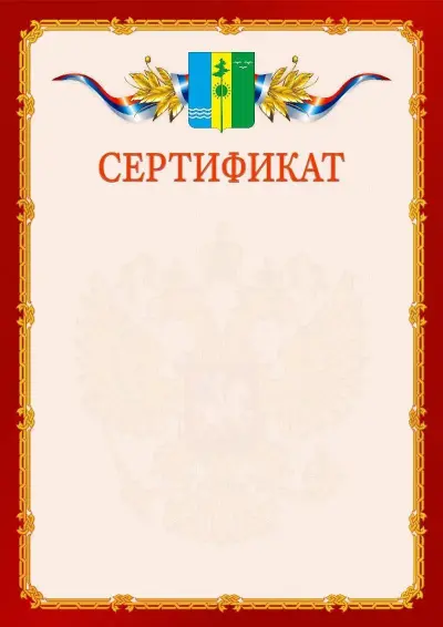 Шаблон официального сертификата  №2 гербом Нижнекамска