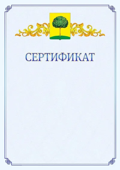 Шаблон официального сертификата №15  с гербом  Липецка