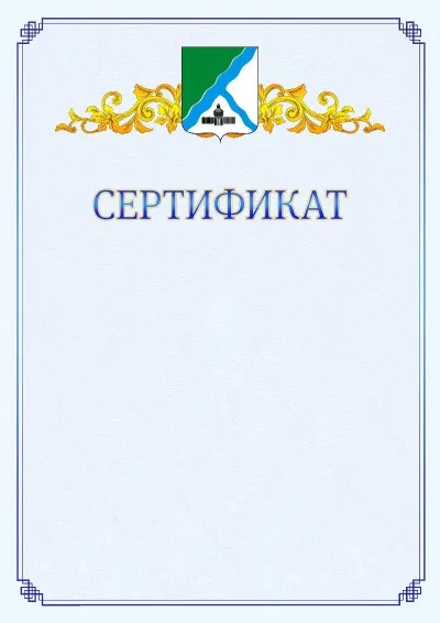Шаблон официального сертификата №15  с гербом  Бердска