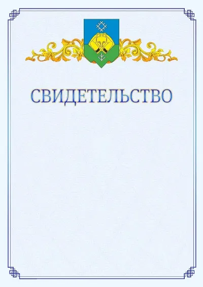 Шаблон официального свидетельства №15  с гербом  Сыктывкара