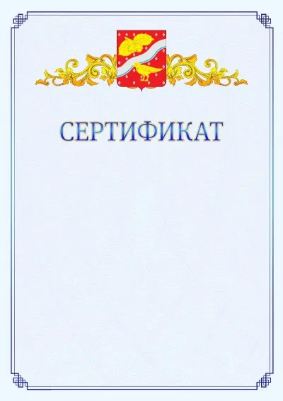 Шаблон официального сертификата №15  с гербом  Орехово-Зуево