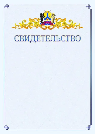 Шаблон официального свидетельства №15  с гербом  Хабаровска