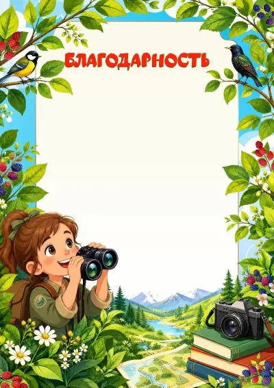 Шаблон детской благодарности «Прекрасное вокруг нас»