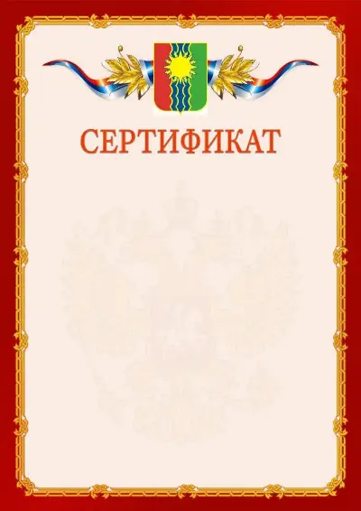 Шаблон официального сертификата  №2 гербом Братска