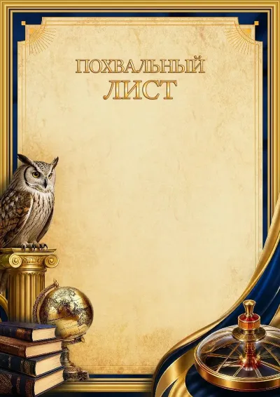 Шаблон сертификата «Клуб знатоков»