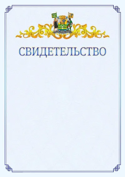Шаблон официального свидетельства №15  с гербом  Петрозаводска