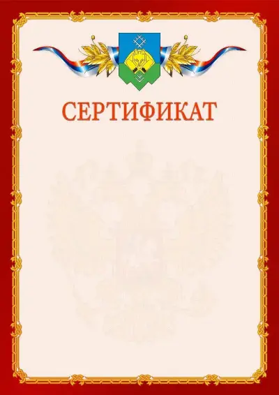 Шаблон официального сертификата  №2 гербом Сыктывкара