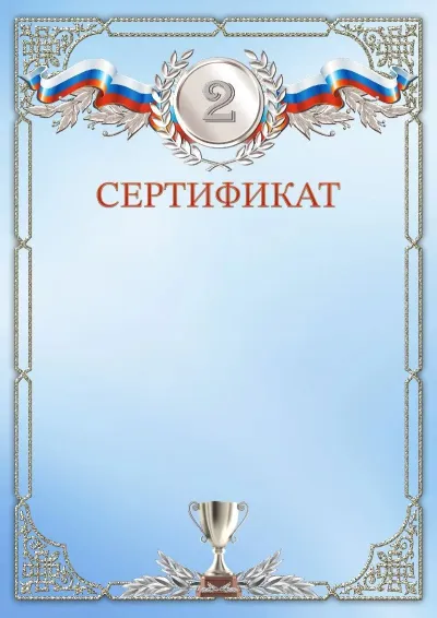 Шаблон спортивного сертификата «Второе место»