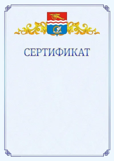 Шаблон официального сертификата №15  с гербом  Каменск-Уральска