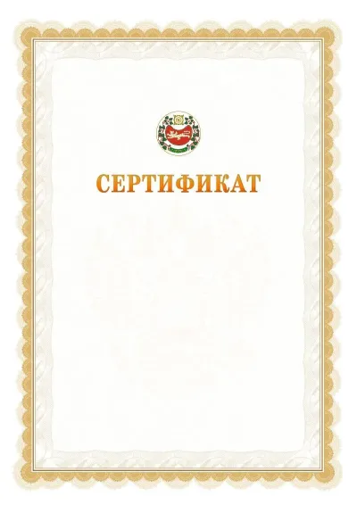 Шаблон официального почётного сертификата №17 с гербом  Республики Хакасия
