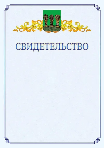 Шаблон официального свидетельства №15  с гербом  Пензы