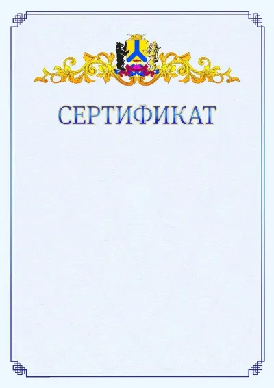 Шаблон официального сертификата №15  с гербом  Хабаровска