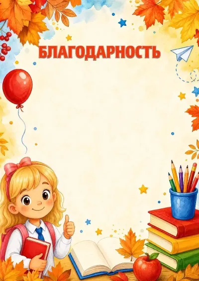 Шаблон благодарности «Вперед к знаниям!»