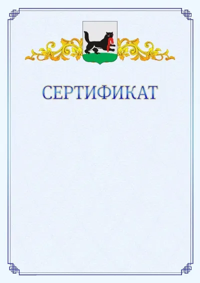 Шаблон официального сертификата №15  с гербом  Иркутска