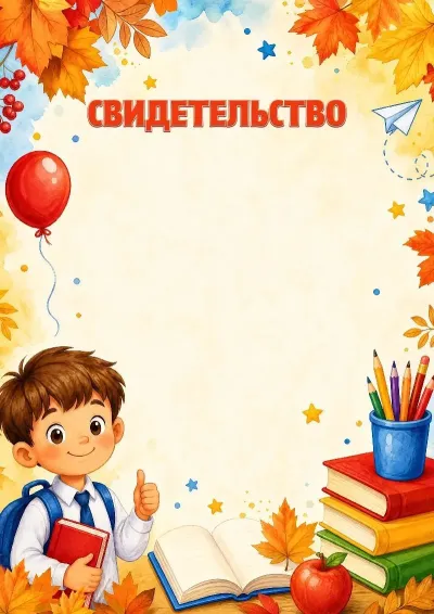 Шаблон школьного свидетельства «Тропинка к знаниям»