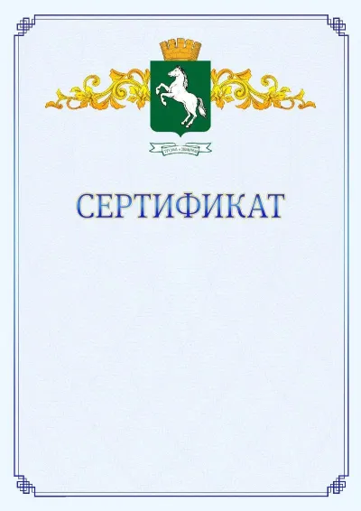 Шаблон официального сертификата №15  с гербом  Томска