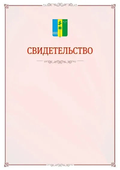 Шаблон официального свидетельства №16 с гербом Нижнекамска