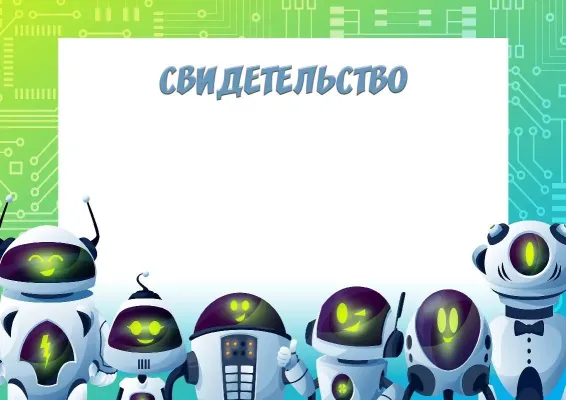 Шаблон школьного свидетельства «Роботы - друзья»