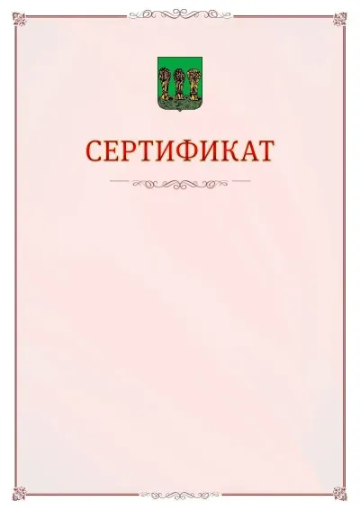 Шаблон официального сертификата №16 с гербом Пензы