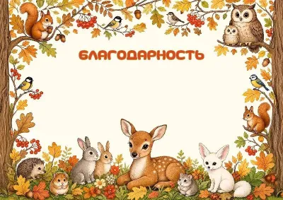 Шаблон детской благодарности «Осенняя сказка»