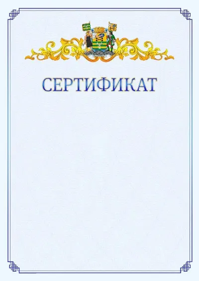 Шаблон официального сертификата №15  с гербом  Петрозаводска