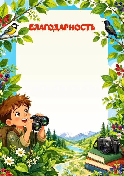 Шаблон детской благодарности «Прекрасное рядом»