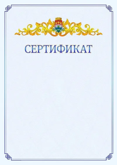 Шаблон официального сертификата №15  с гербом  Махачкалы