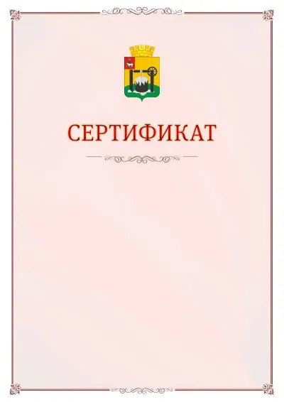 Шаблон официального сертификата №16 с гербом Соликамска