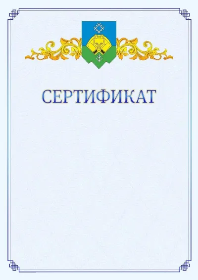 Шаблон официального сертификата №15  с гербом  Сыктывкара