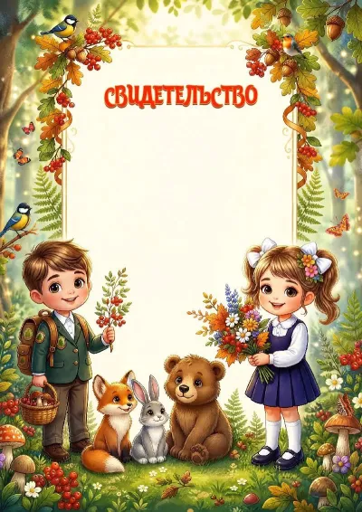 Шаблон свидетельства «Лесные открытия»