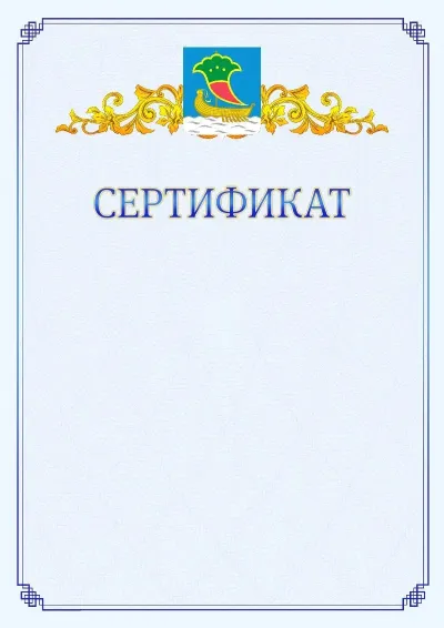 Шаблон официального сертификата №15  с гербом  Набережных Челнов