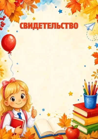 Шаблон свидетельства «Вперед к знаниям!»