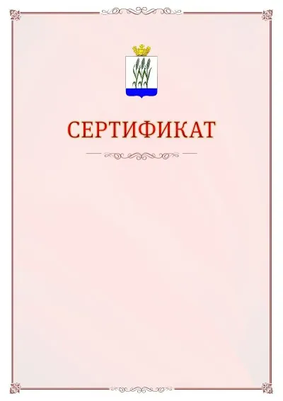 Шаблон официального сертификата №16 с гербом Камышина